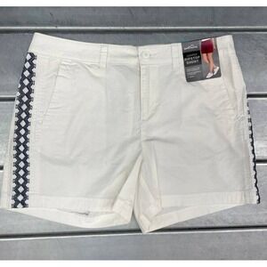 Eddie Bauer Ripstop‎ Shorts Womens 12 White Navy Stretch NWT